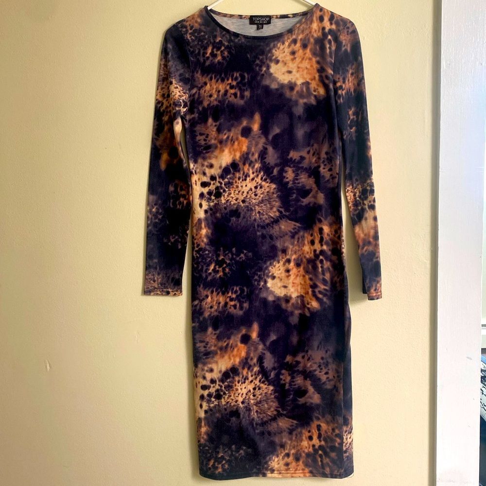 TOPSHOP TIE DYE BURNOUT ACID DRESS